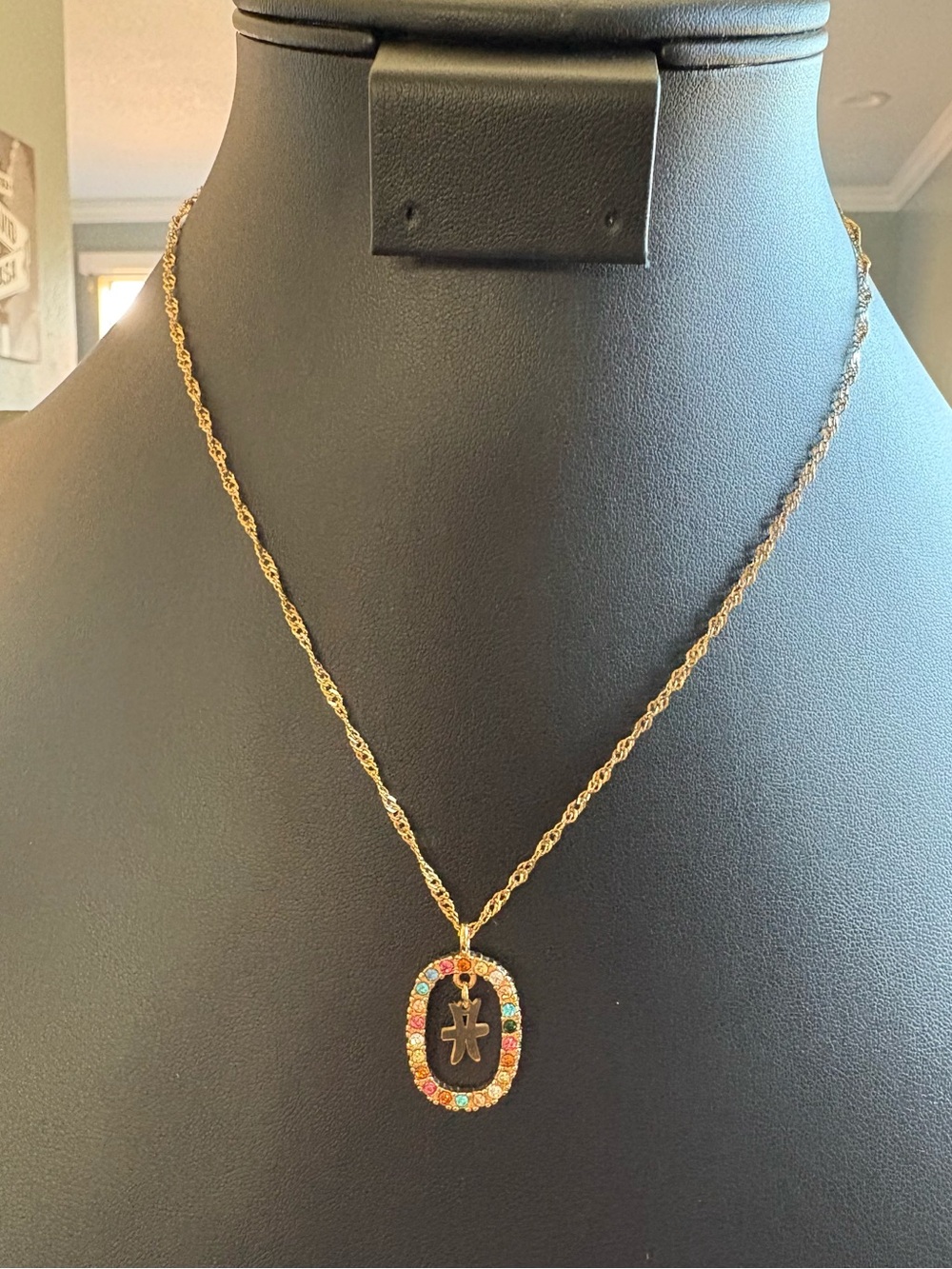 Olivenorma Zircon Openwork Oval Constellation Zodiac Necklace